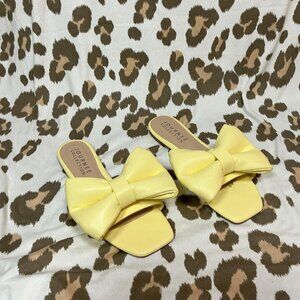 Yellow Bow slide on  sandals